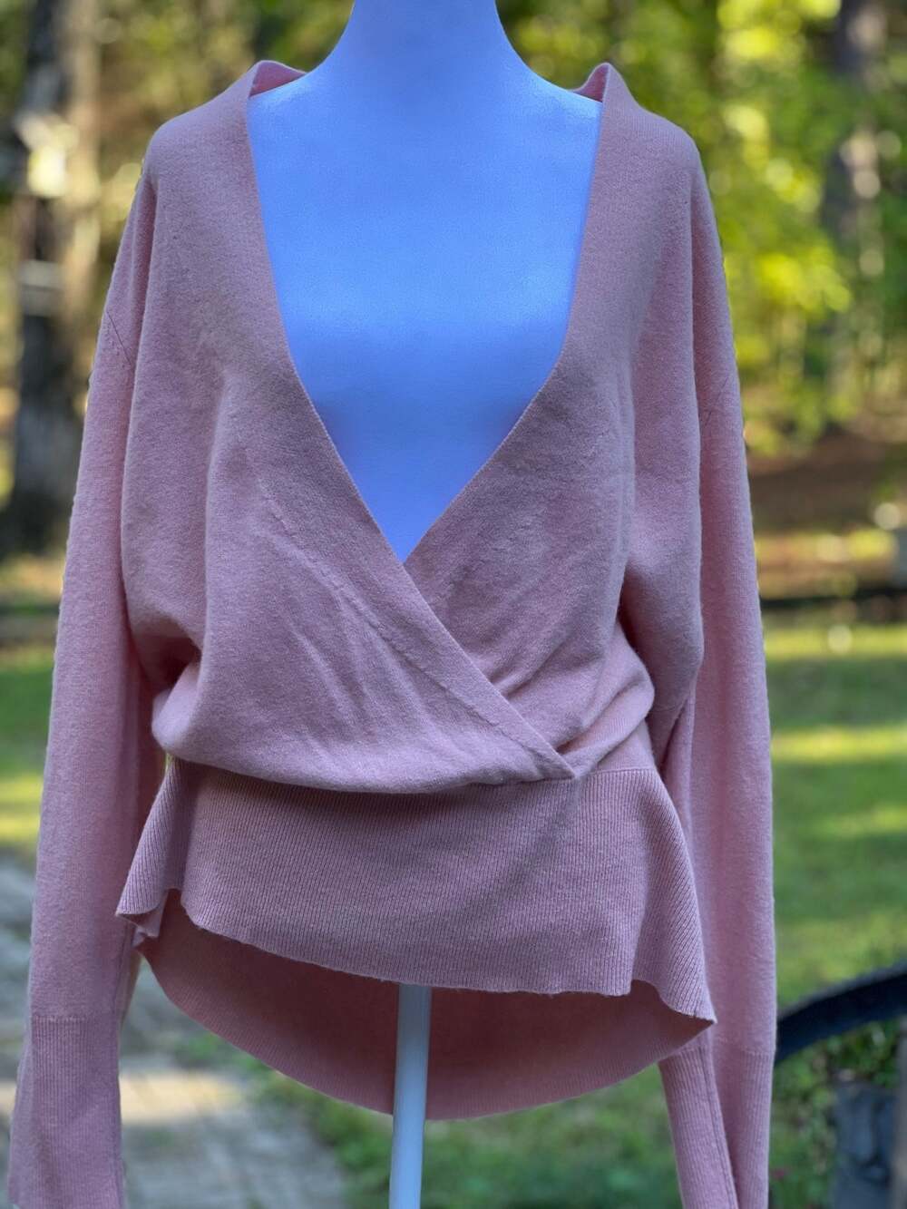 XL Sundance 100% Cashmere Dusty Pink Wrap Front Look Sweater